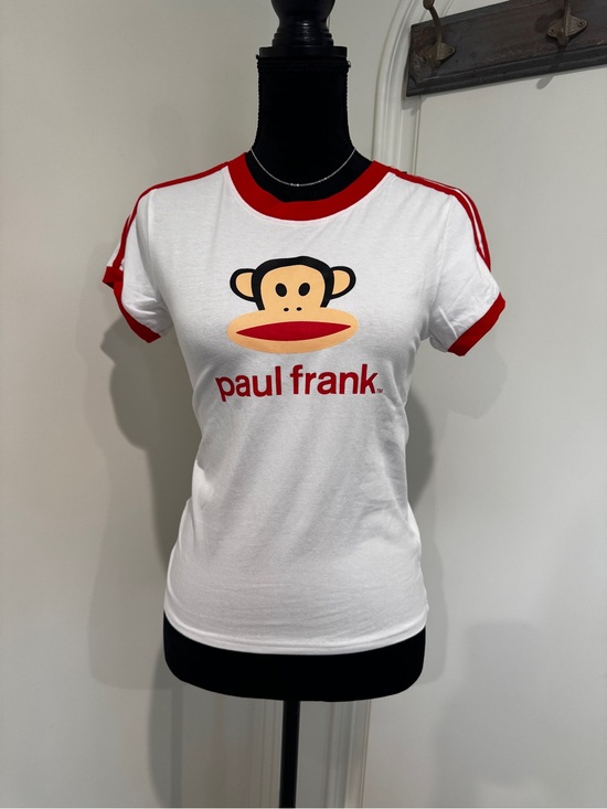 Paul Frank Tops - Paul Frank White Tee with Red Trim and Multicolor Graphic Tag